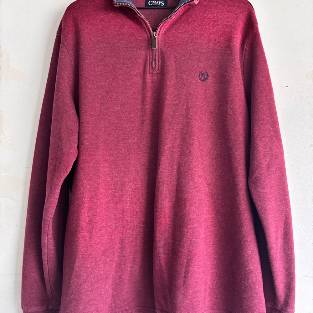 Chaps Men's Quarter-Zip Sweater in Burgundy